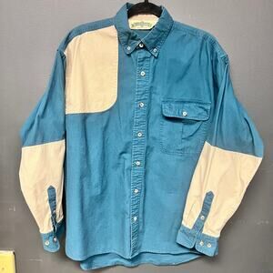 vintage 90's men's Bob Allen Lg color block western button down green tan cotton